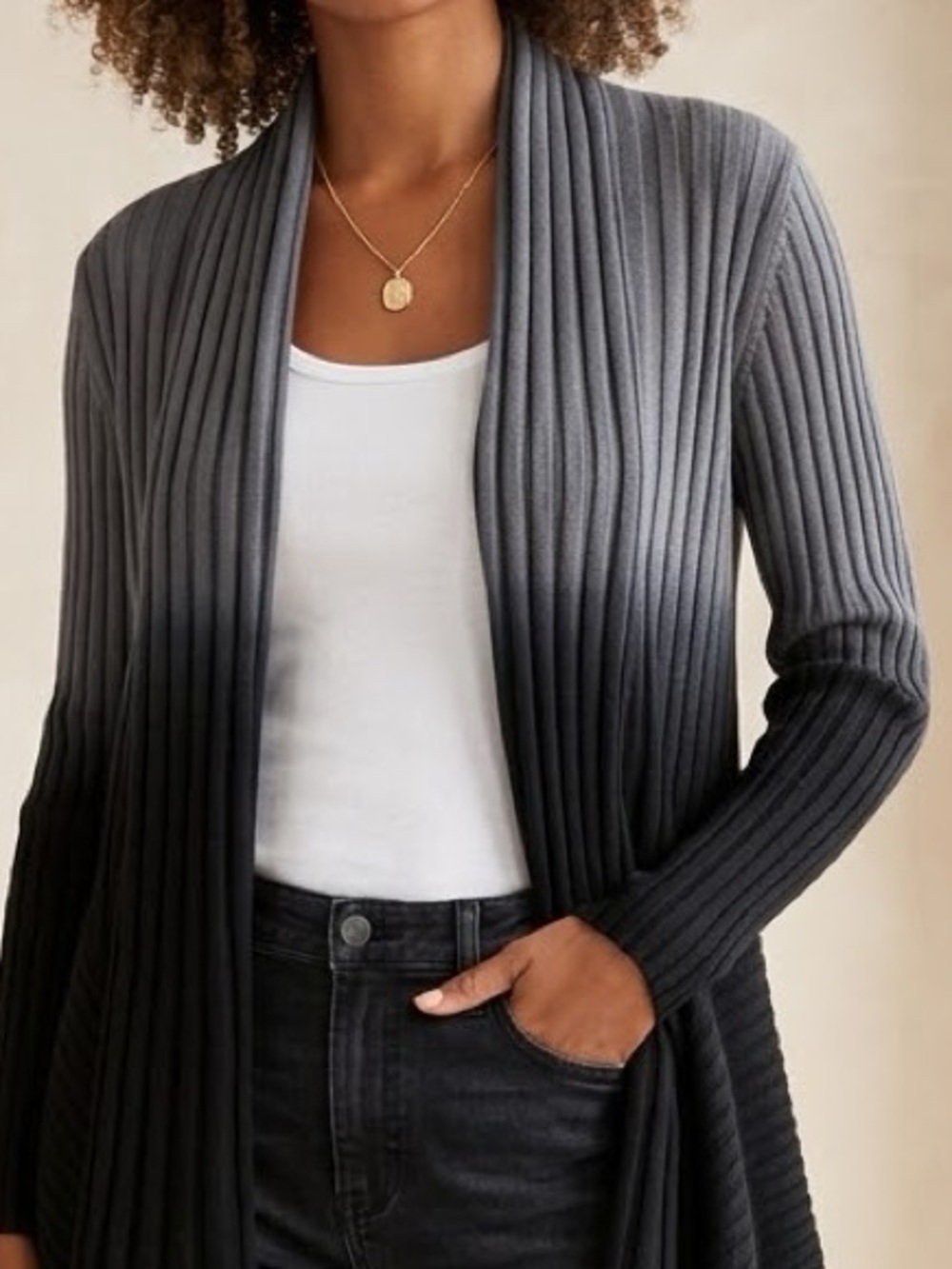 Ombre Ribbed Knit Cardigan
